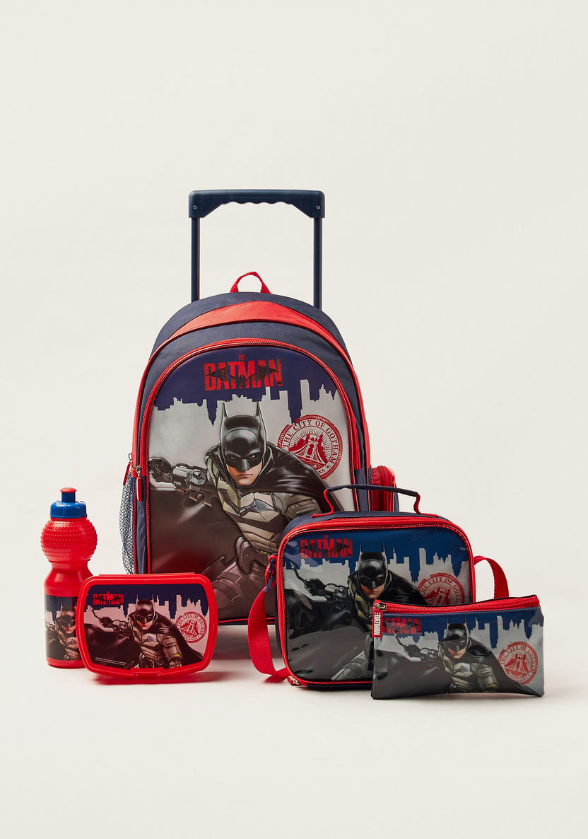 Batman Print 5-Piece Trolley Backpack Set-School Sets-image-0