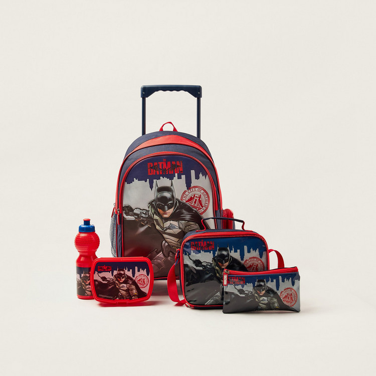 Batman Print 5-Piece Trolley Backpack Set