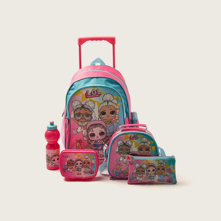 L.O.L. Surprise! Printed 5-Piece Trolley Backpack Set - 16 inches