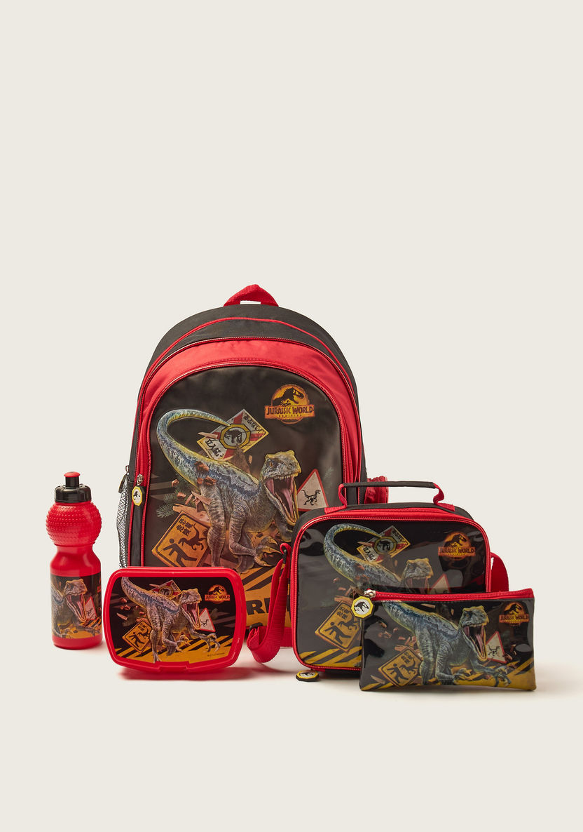 Jurassic World Print 5-Piece Backpack Set - 16 inches-School Sets-image-0