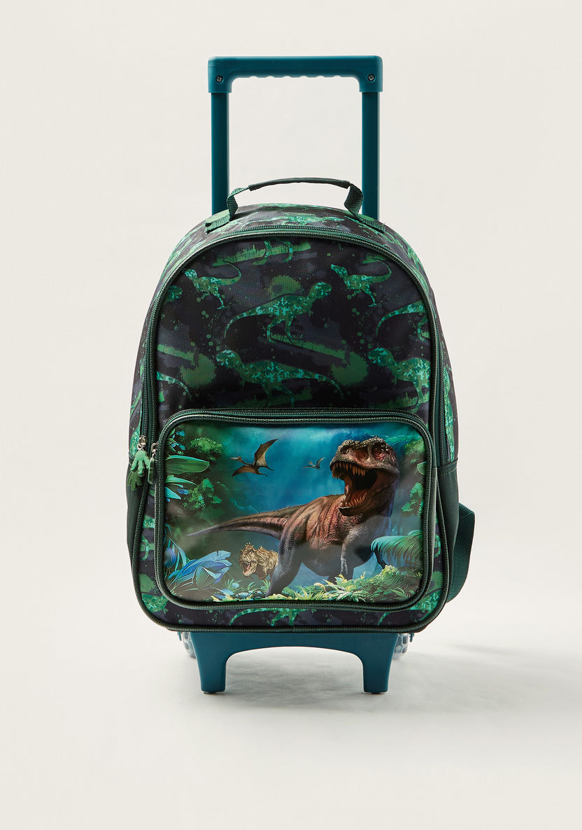 Juniors Jurassic World Print Trolley Backpack with Retractable Handle - 14 inches-Trolleys-image-0