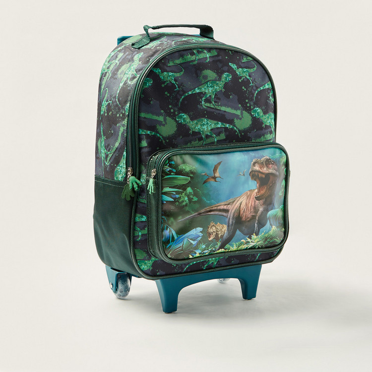 Juniors Jurassic World Print Trolley Backpack with Retractable Handle - 14 inches