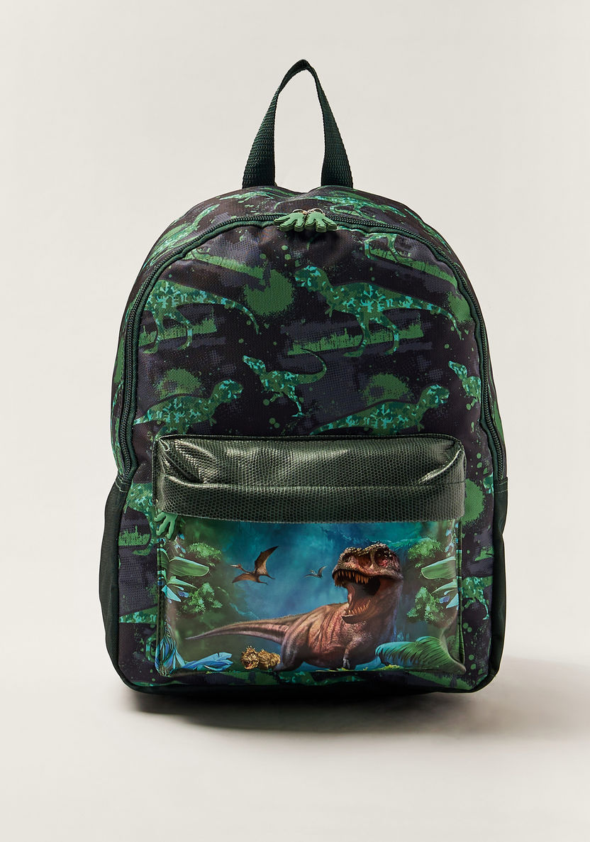 Juniors Jurassic Park Print 16-inch Backpack with Zip Closure-Backpacks-image-0