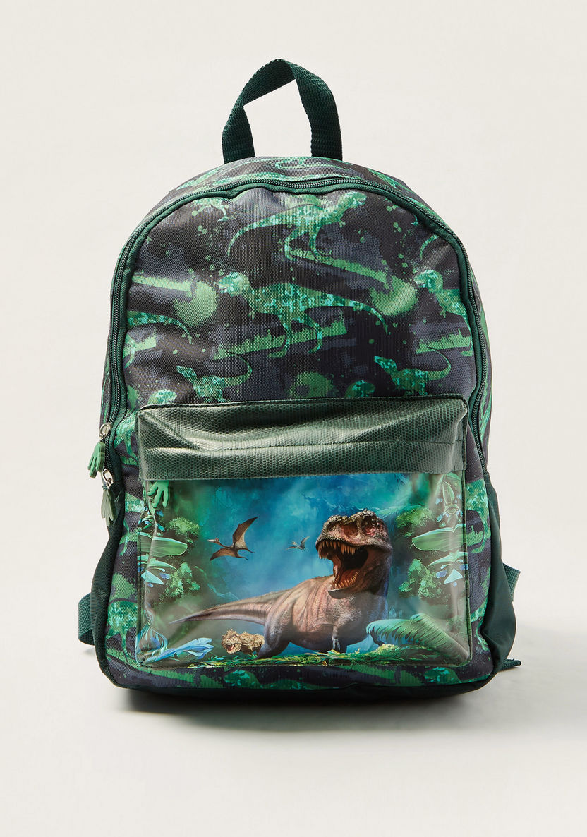 Juniors Jurassic World Print Backpack with Zip Closure - 14 inches-Backpacks-image-0