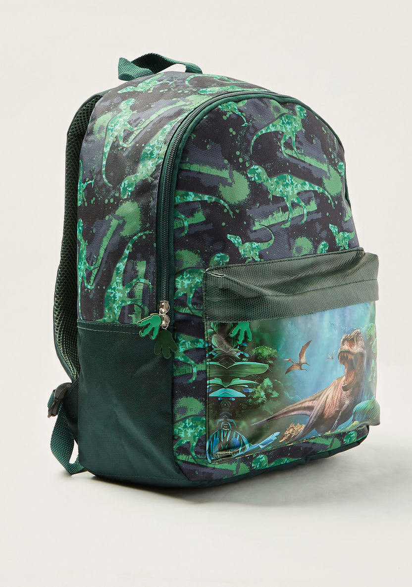 Juniors Jurassic World Print Backpack with Zip Closure - 14 inches-Backpacks-image-2