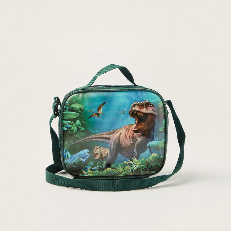 Juniors Jurassic World Print Lunch Bag with Adjustable Strap and Zip Closure