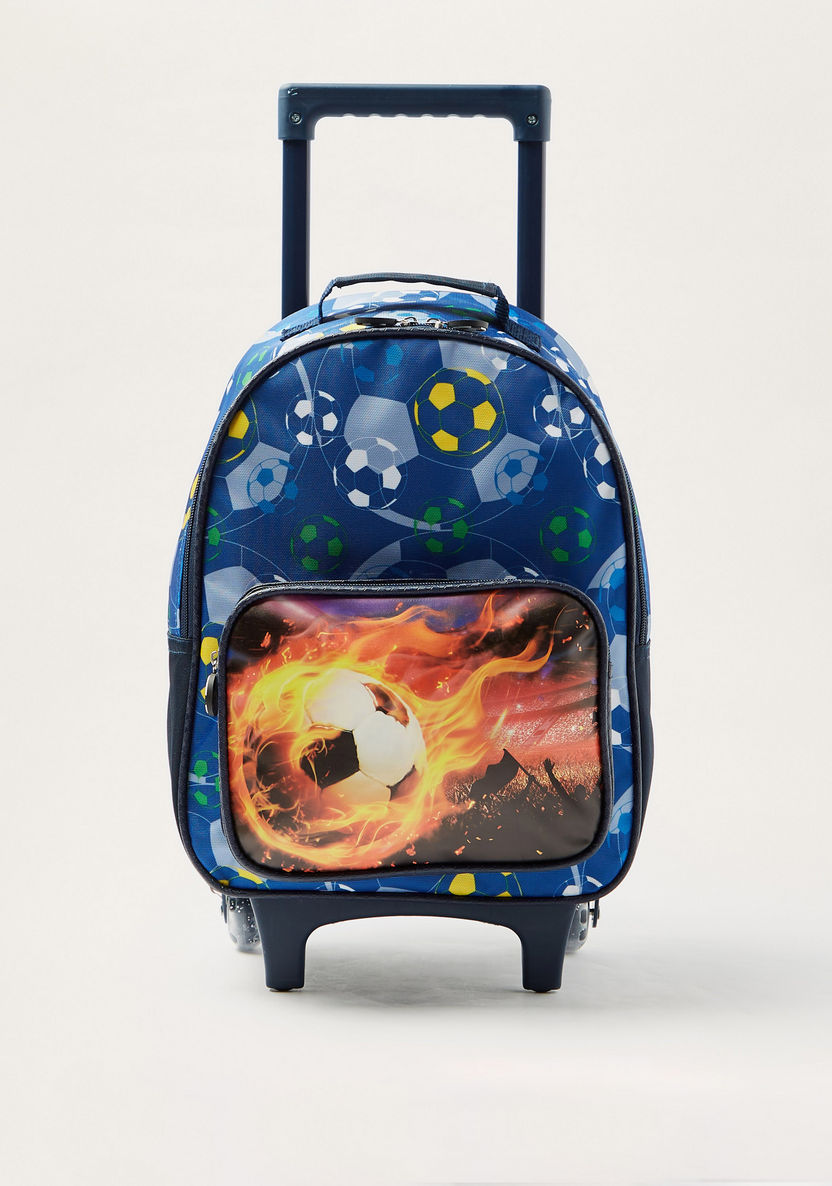 Juniors Soccer Print Trolley Backpack - 14 inches-Trolleys-image-0