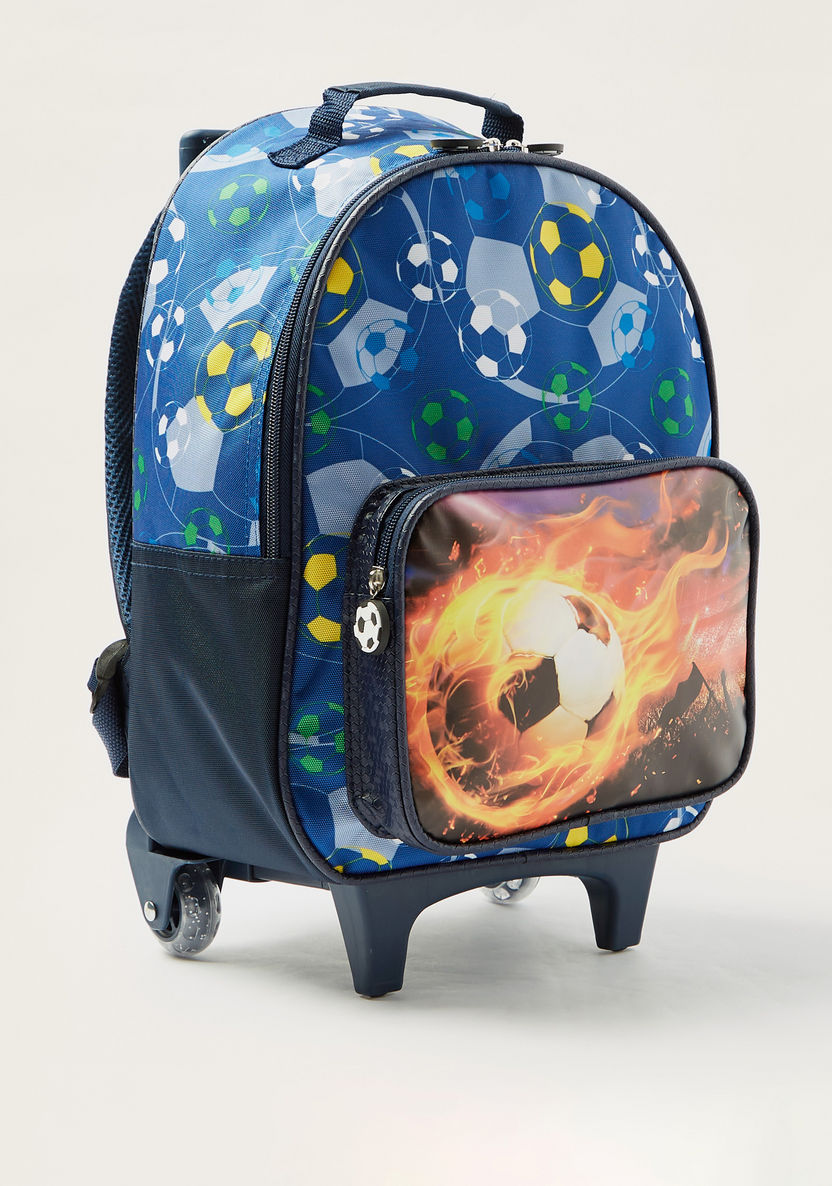 Juniors Soccer Print Trolley Backpack - 14 inches-Trolleys-image-1