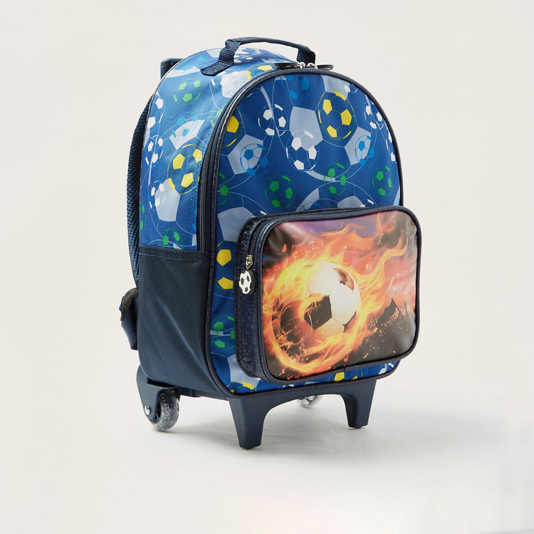 Juniors Soccer Print Trolley Backpack - 14 inches