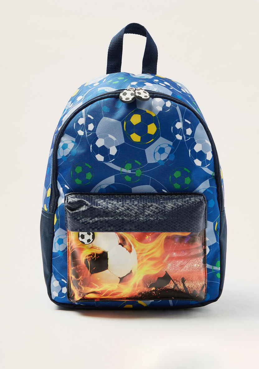 Juniors Football Print Backpack with Adjustable Shoulder Straps - 14 inches-Backpacks-image-0