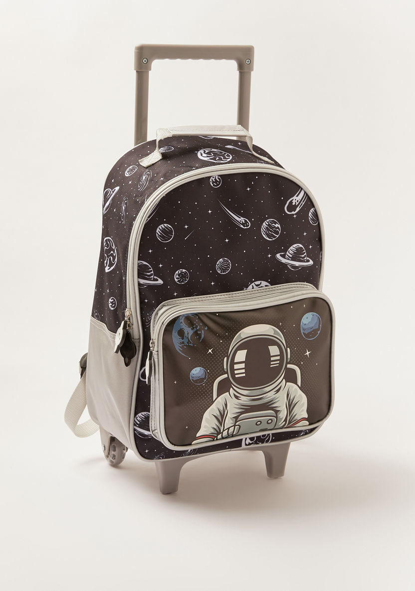 Juniors Astronaut Print Trolley Backpack with Zip Closure - 16 inches-Trolleys-image-1