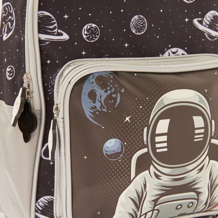 Juniors Astronaut Print Trollery Backpack with Zip Closure - 16 inches