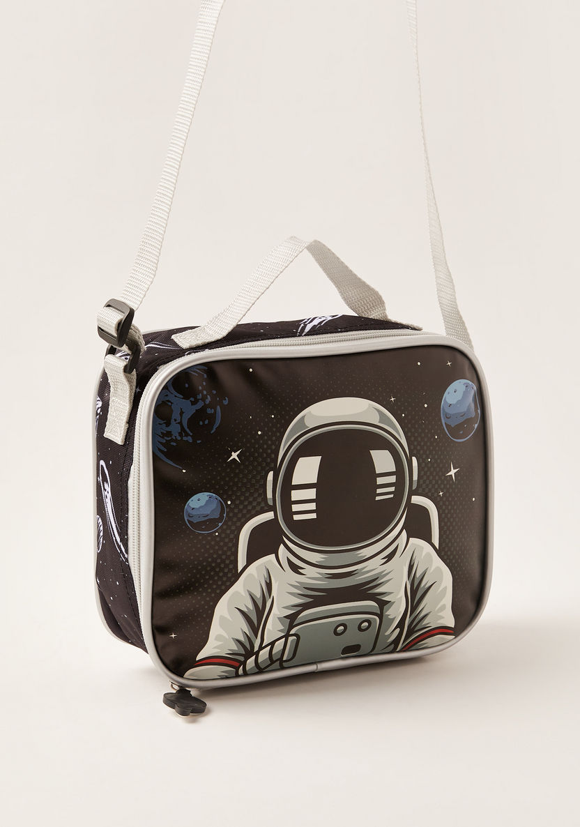Juniors Space Print Lunch Bag with Adjustable Strap and Zip Closure-Lunch Bags-image-1