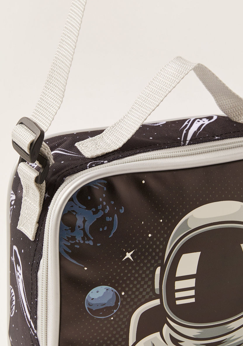 Juniors Space Print Lunch Bag with Adjustable Strap and Zip Closure-Lunch Bags-image-2