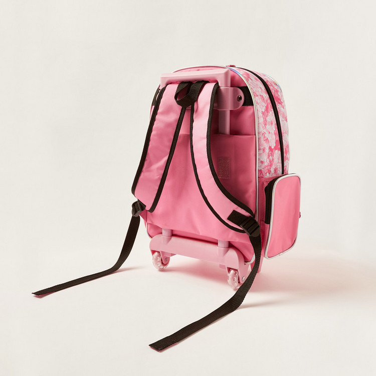 Juniors Flamingo Embossed Trolley Backpack with Lunch Bag and Pencil case