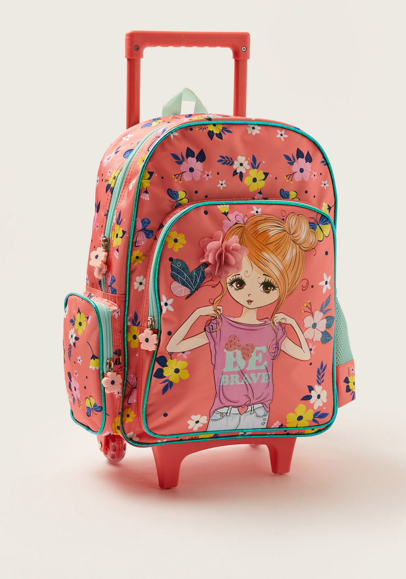 Juniors Printed Trolley Backpack with Lunch Bag and Pencil Pouch - 16 inches-School Sets-image-2