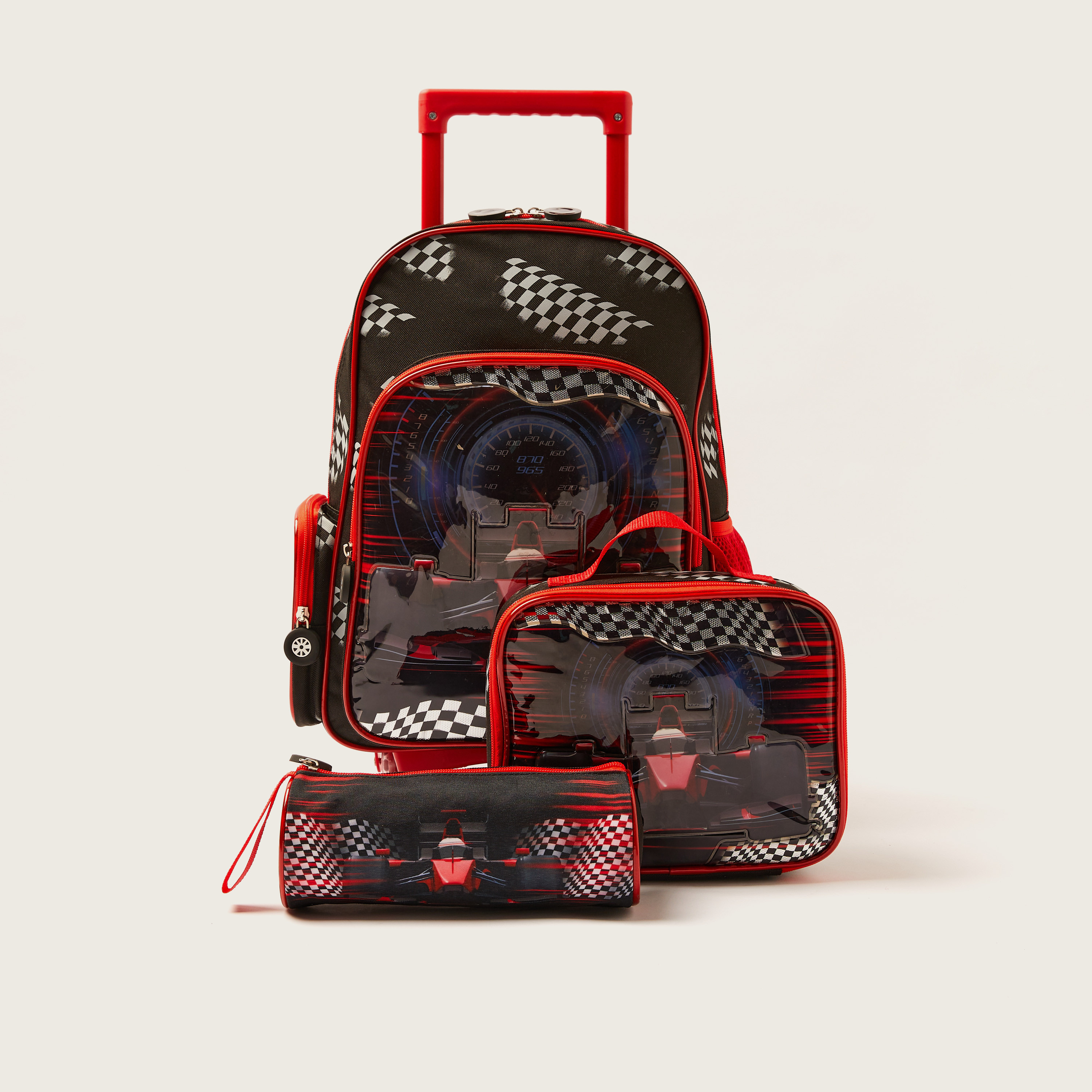 Juniors Car Print 16-inch Trolley Backpack with Lunch Bag and Pencil Pouch-school-bagsandbackpacks-trolleybags-image-1