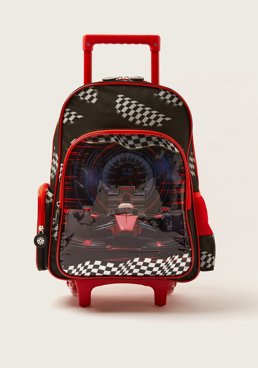 Juniors Car Print 16-inch Trolley Backpack with Lunch Bag and Pencil Pouch-School Sets-image-1