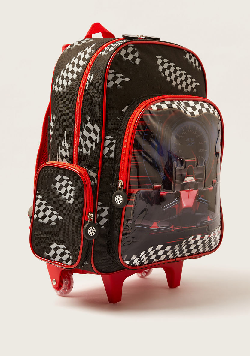 Juniors Car Print 16-inch Trolley Backpack with Lunch Bag and Pencil Pouch-School Sets-image-2