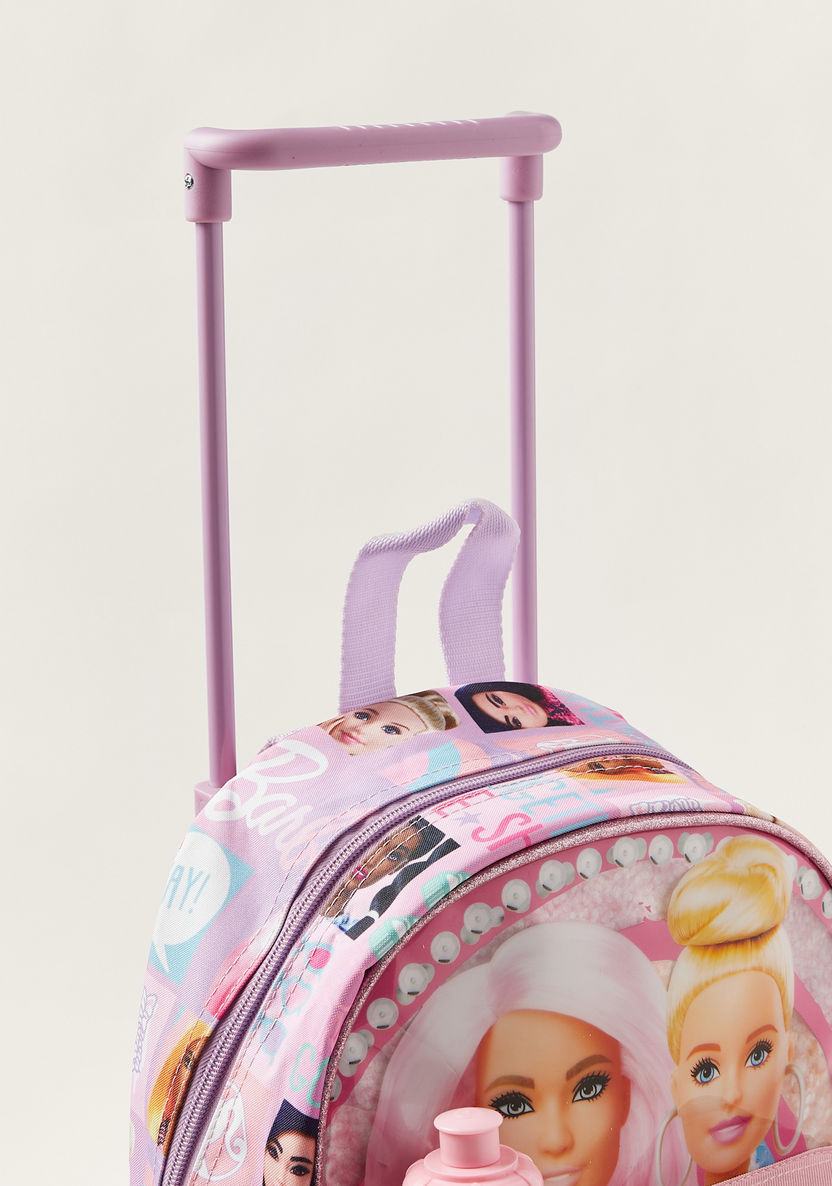 Simba Barbie Print Trolly Backpack with Lunch Box and Water Bottle - 14 inches-School Sets-image-9