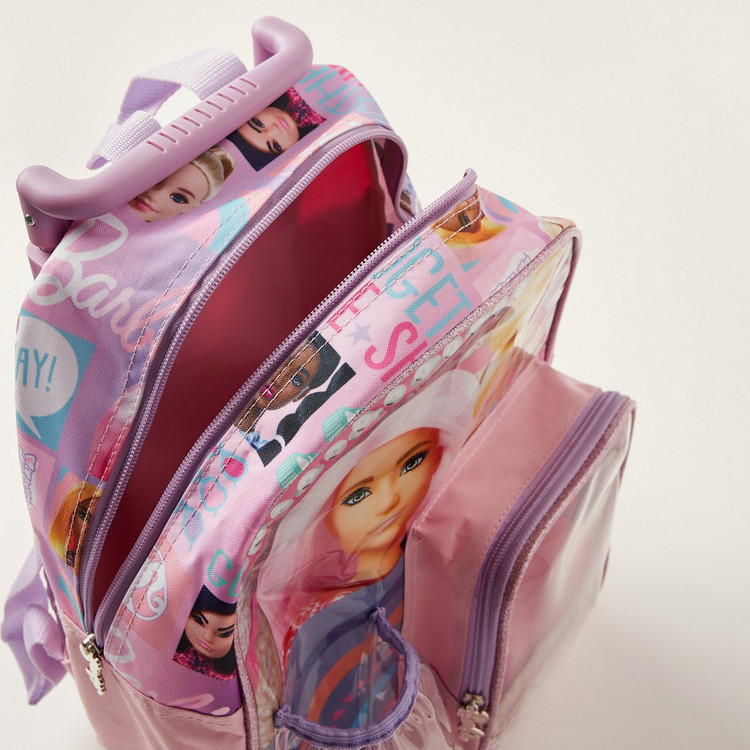 Simba Barbie Print Trolly Backpack with Lunch Box and Water Bottle - 14 inches
