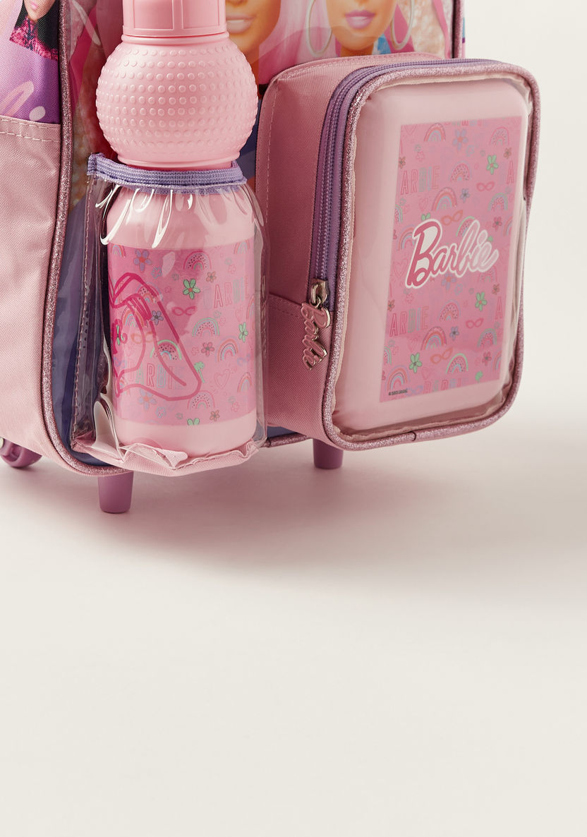 Simba Barbie Print Trolly Backpack with Lunch Box and Water Bottle - 14 inches-School Sets-image-8