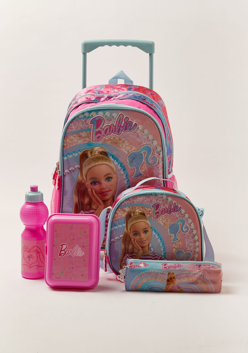 Simba Barbie Print 5-Piece Trolley Backpack Set-Trolleys-image-0