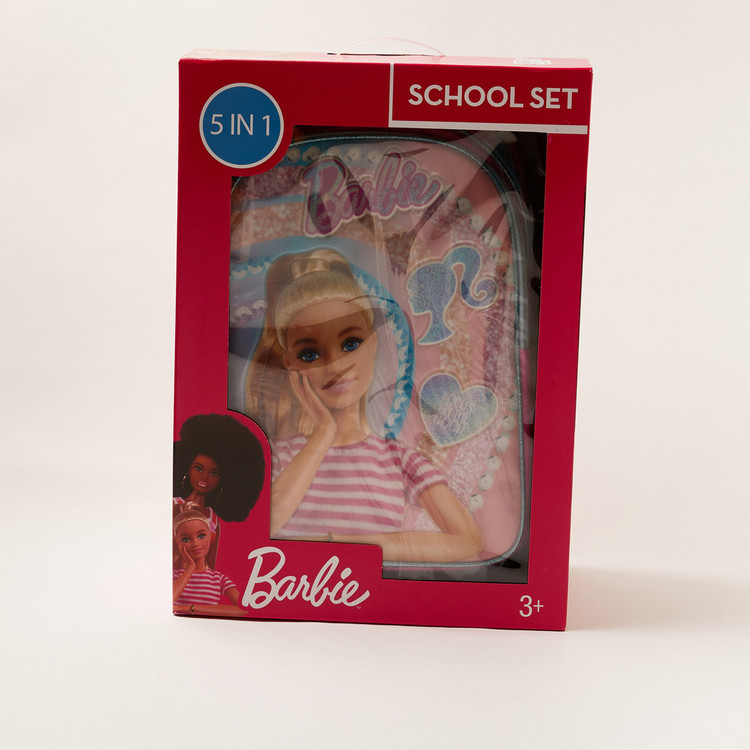 Simba Barbie Print 5-Piece Trolley Backpack Set