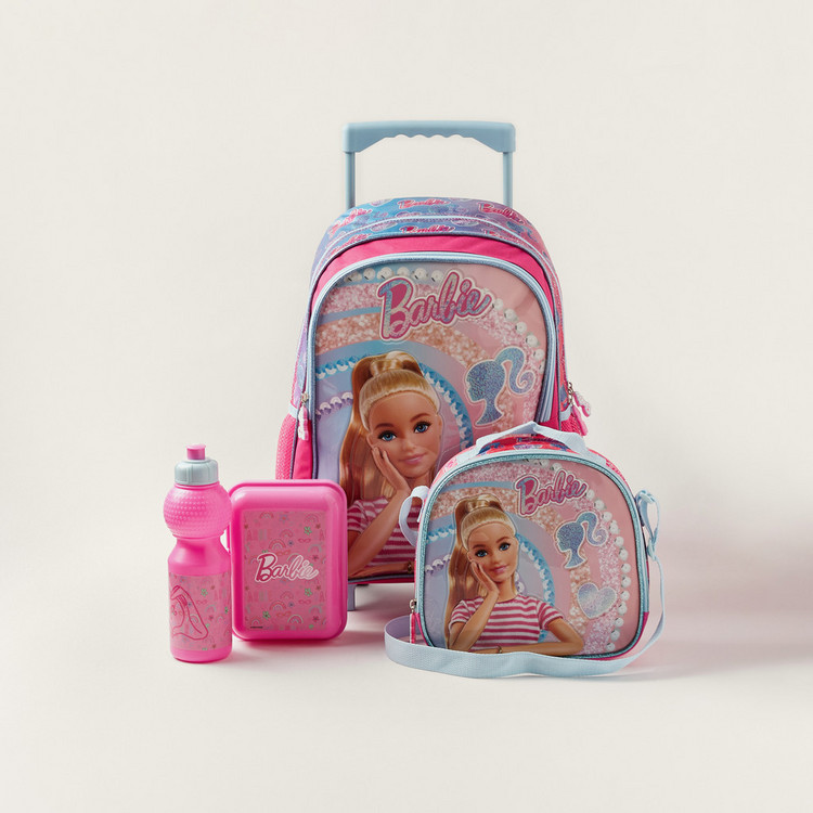 Simba 5-Piece Barbie Print Trolley Backpack Set