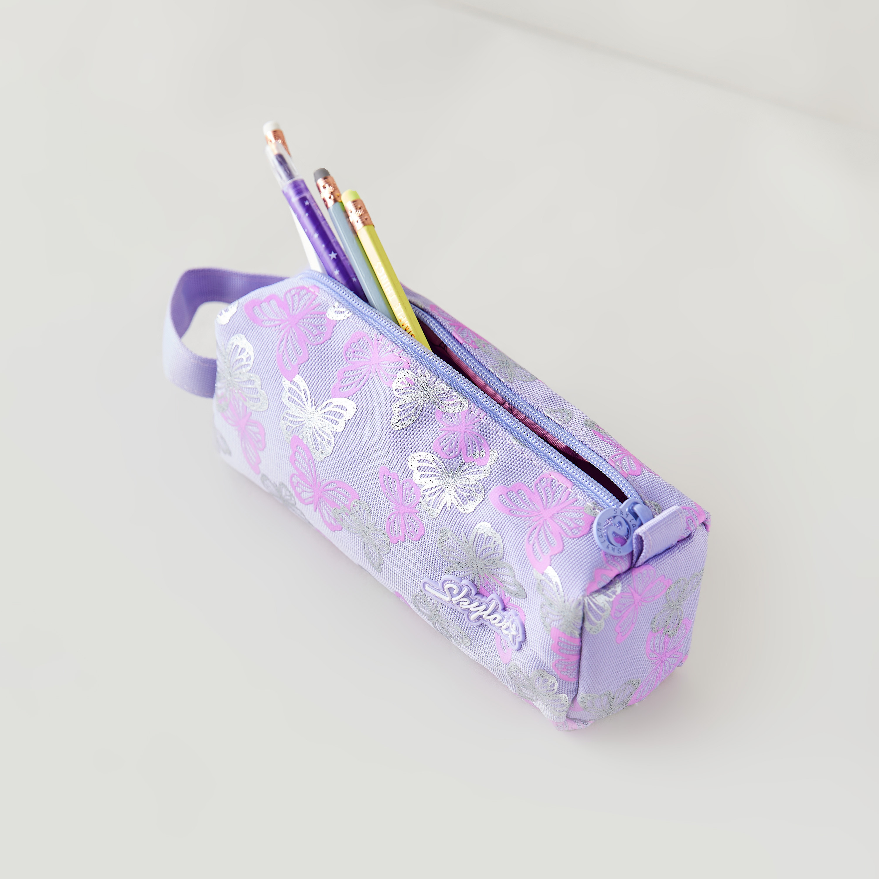 Butterfly Print Pencil Pouch with Zip Closure-school-stationery-pencilcases-image-2