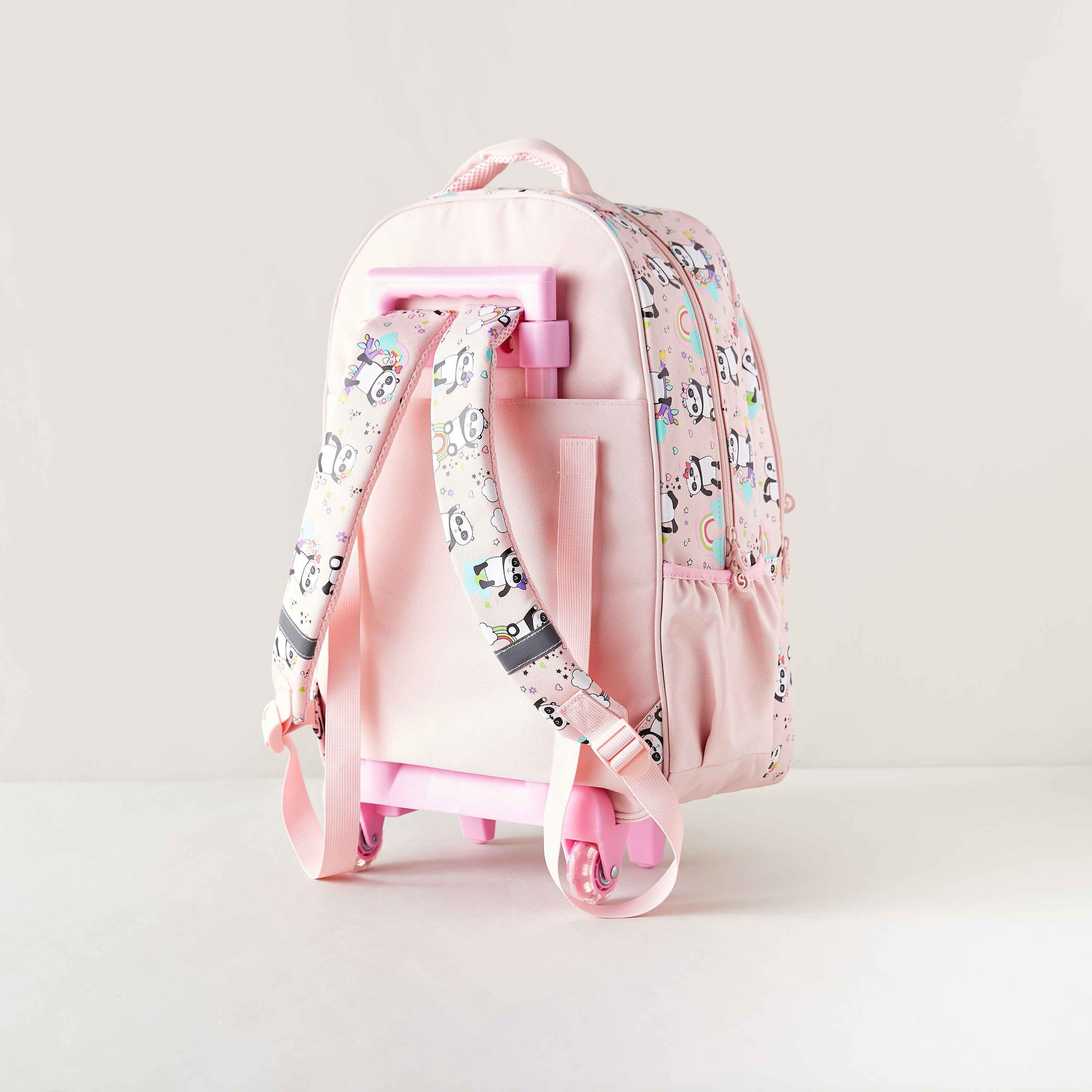 شنطة ظهر بعجلات وإضاءة إل إي دي وطبعات باندا من سكايلر  - 31x18x43 سم-school-bagsandbackpacks-trolleybags-image-6