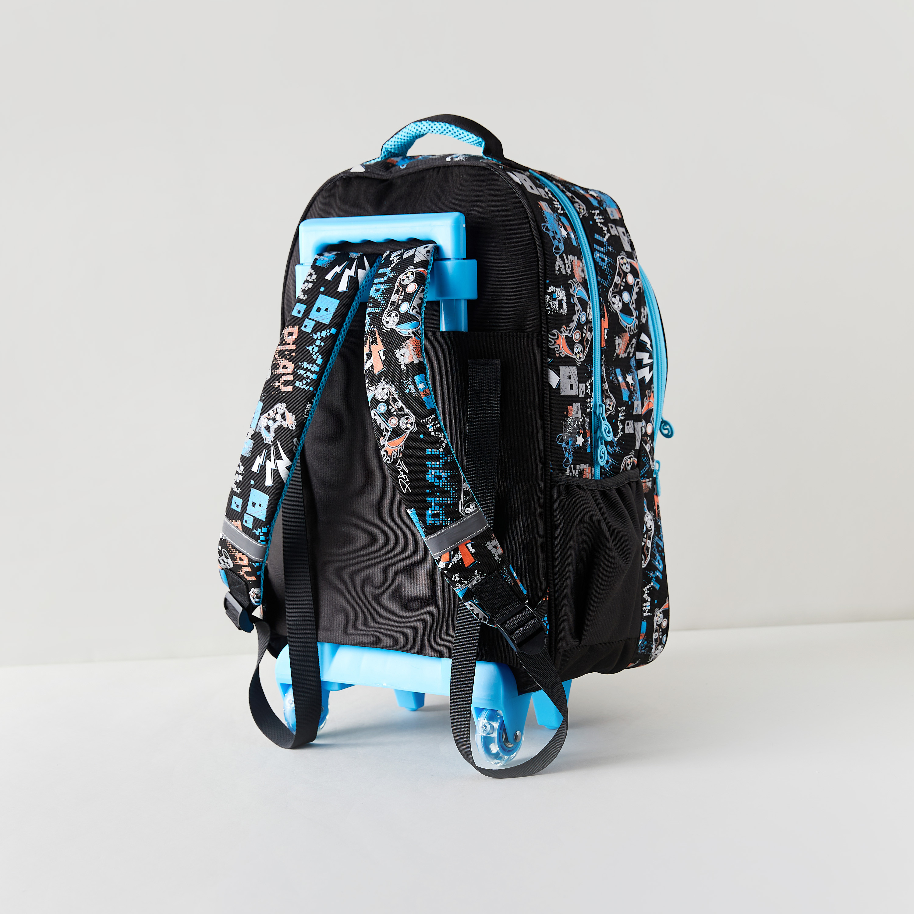 شنطة ظهر بعجلات وإضاءة إل إي دي وطبعات من سكايلر - 31x18x43 سم-school-bagsandbackpacks-trolleybags-image-6