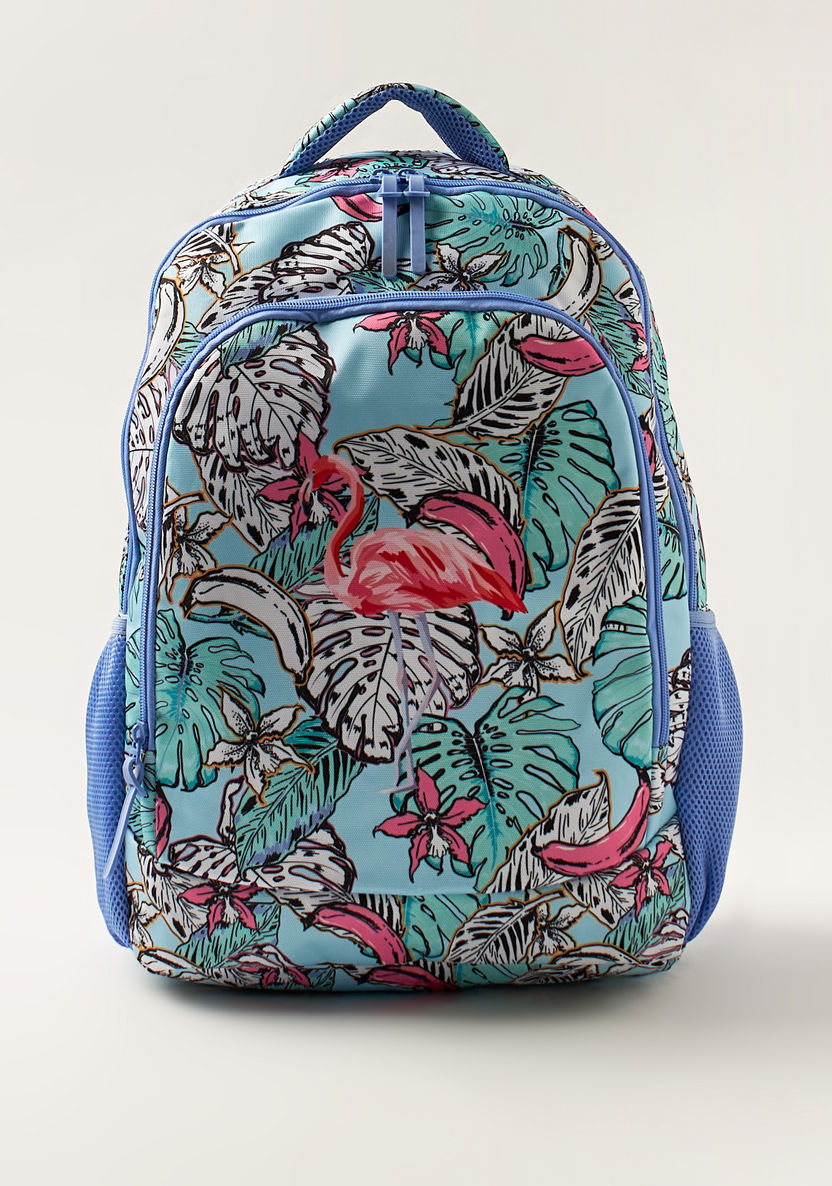 Juniors Flamingo Print Backpack and Pencil Case Set - 18 inches-Backpacks-image-1