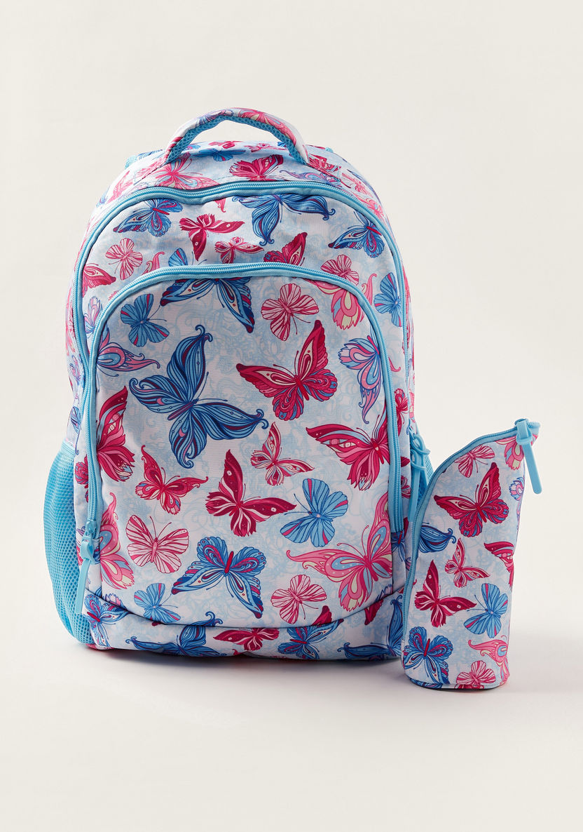 Juniors Butterfly Print Backpack and Pencil Case Set - 18 inches-Backpacks-image-0