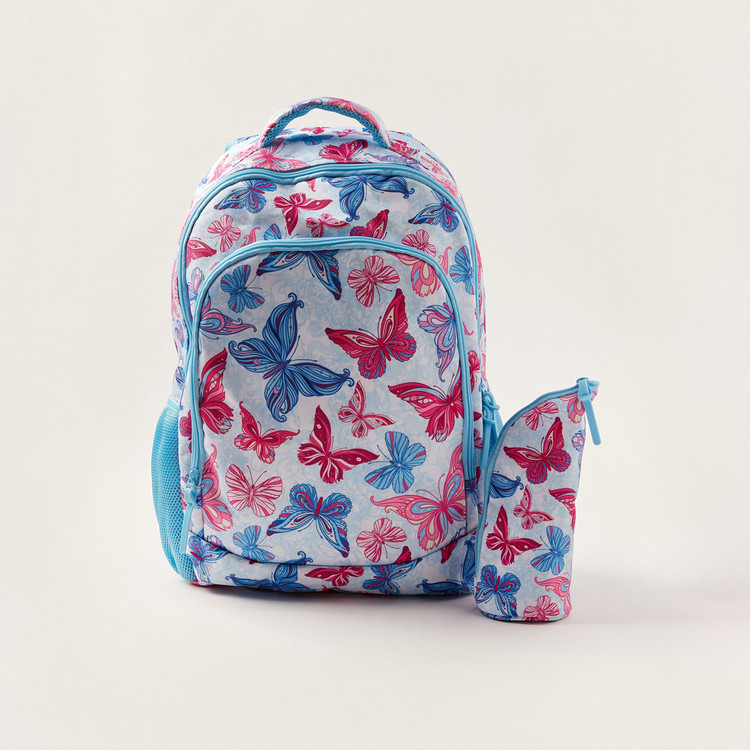 Juniors Butterfly Print Backpack and Pencil Case Set - 18 inches