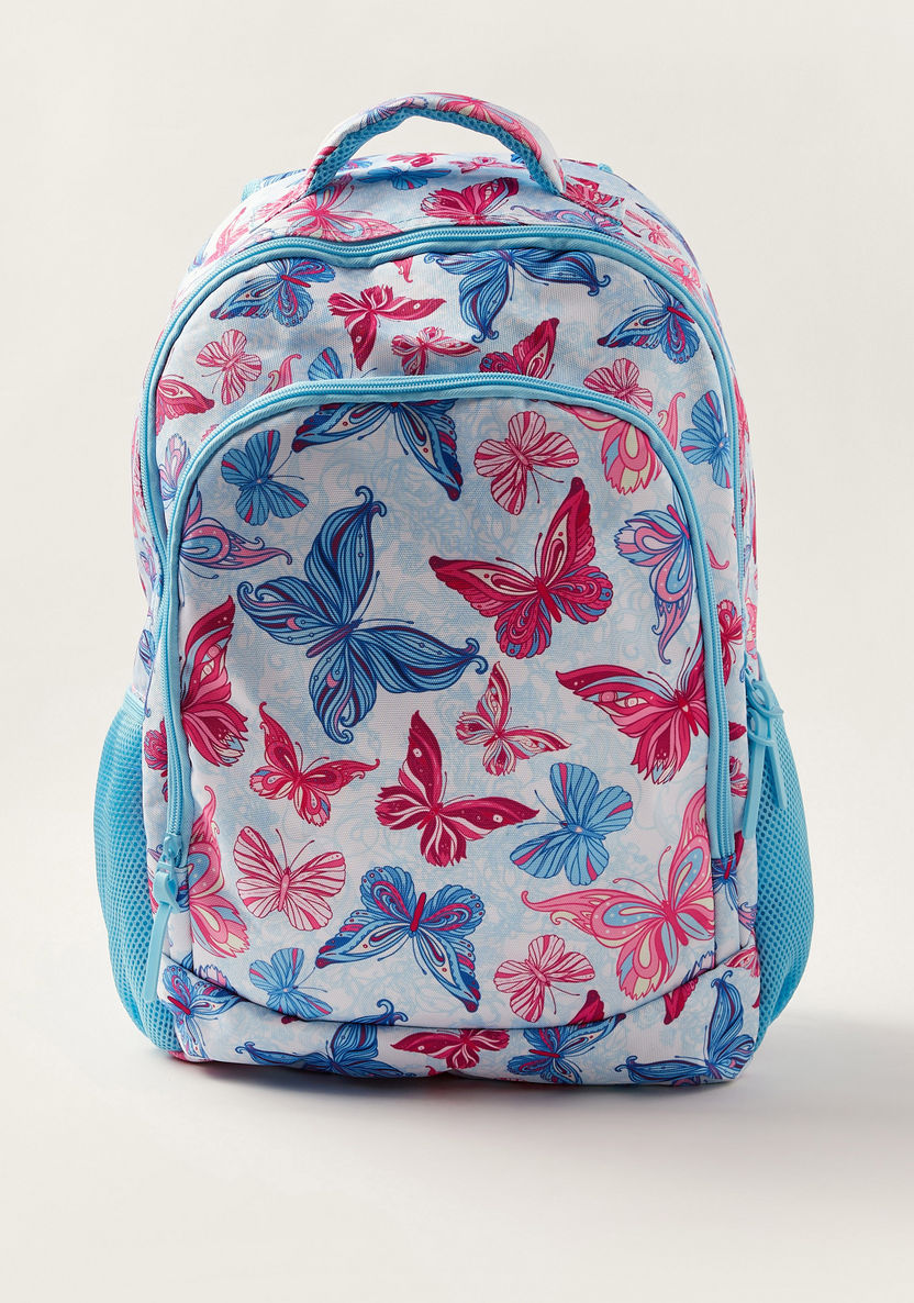 Juniors Butterfly Print Backpack and Pencil Case Set - 18 inches-Backpacks-image-1