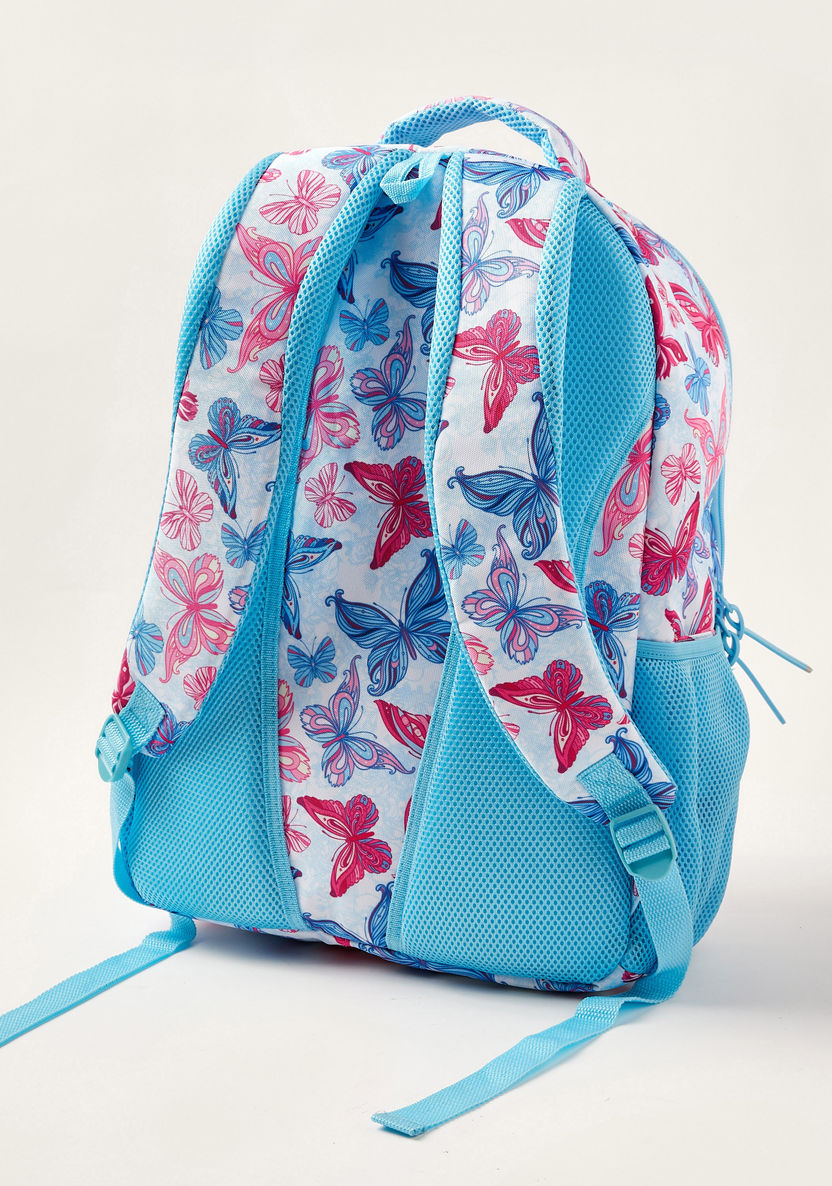 Juniors Butterfly Print Backpack and Pencil Case Set - 18 inches-Backpacks-image-4