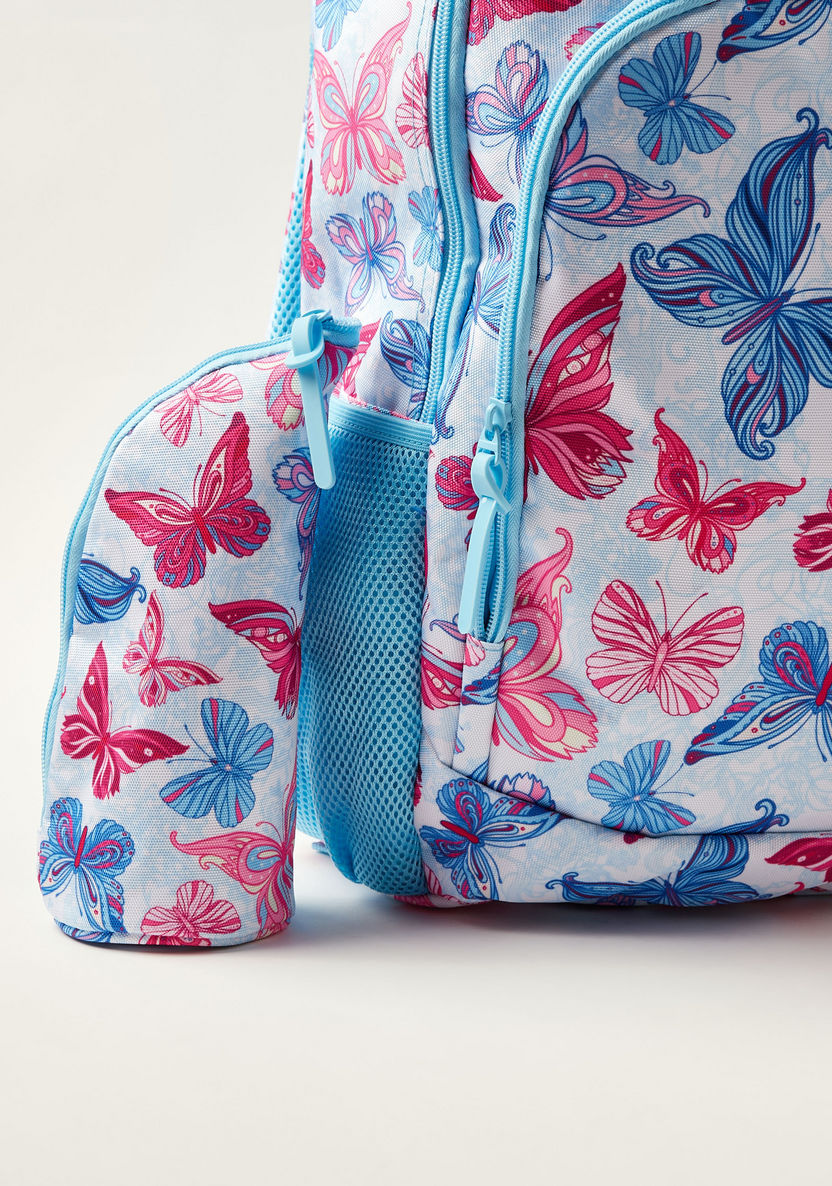 Juniors Butterfly Print Backpack and Pencil Case Set - 18 inches-Backpacks-image-6