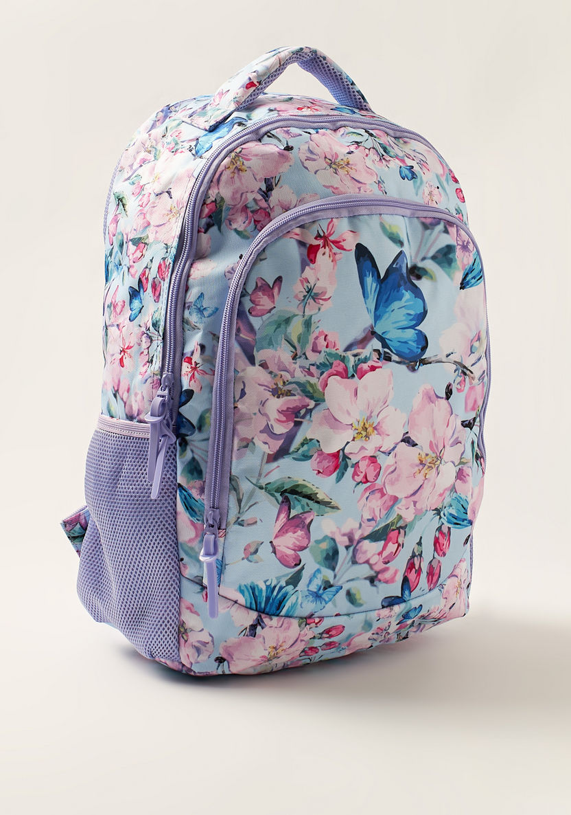 Juniors Floral Print 18-inch Backpack with Zip Closure and Pencil Case-Backpacks-image-2