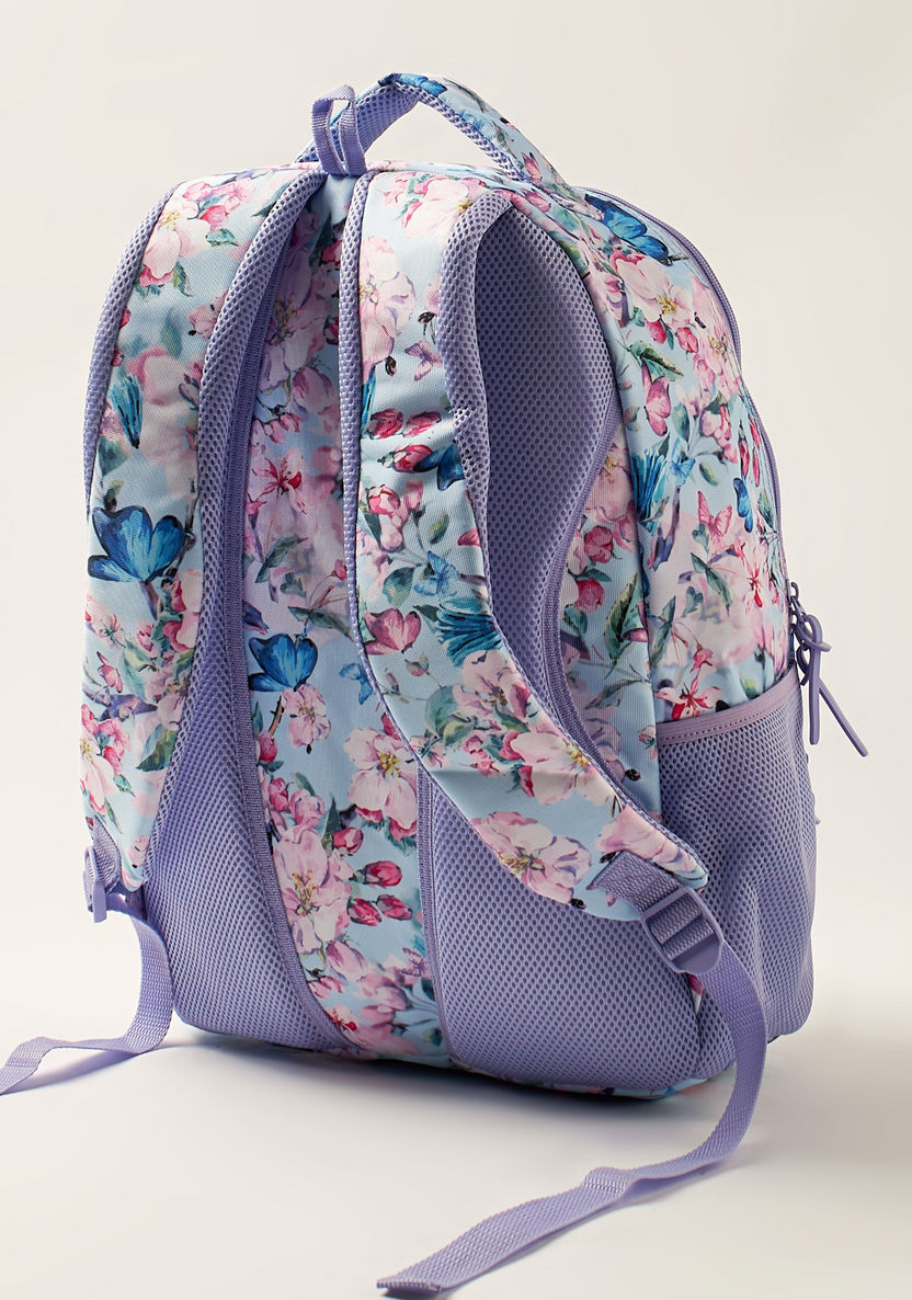 Juniors Floral Print 18-inch Backpack with Zip Closure and Pencil Case-Backpacks-image-4