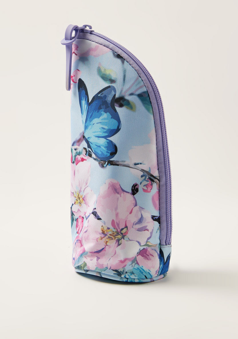 Juniors Floral Print 18-inch Backpack with Zip Closure and Pencil Case-Backpacks-image-5