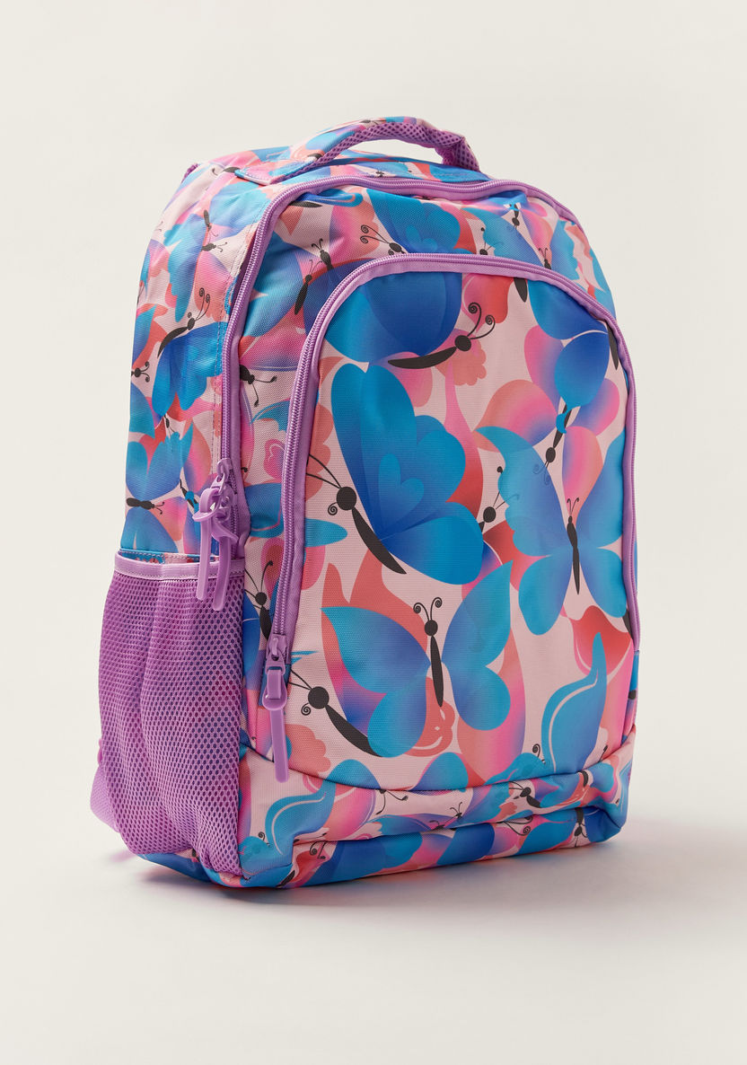 Juniors Butterfly Print Backpack with Pencil Case - 18 inches-Backpacks-image-1