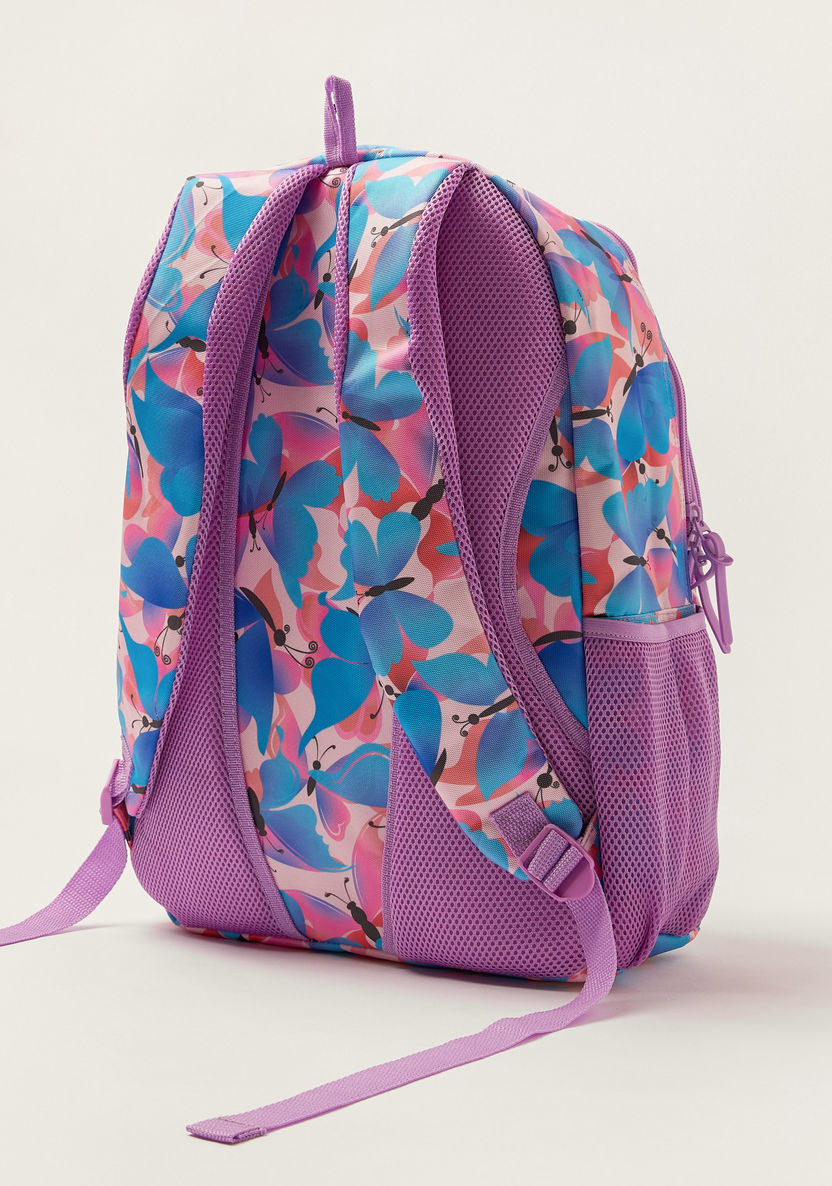 Juniors Butterfly Print Backpack with Pencil Case - 18 inches-Backpacks-image-4