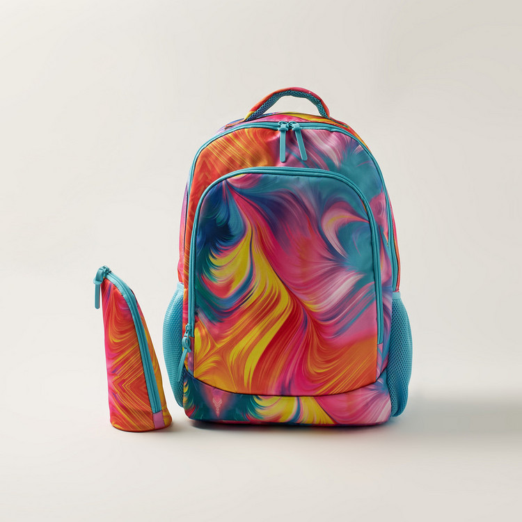 Juniors Abstract Print 18-inch Backpack with Zip Closure and Pencil Case