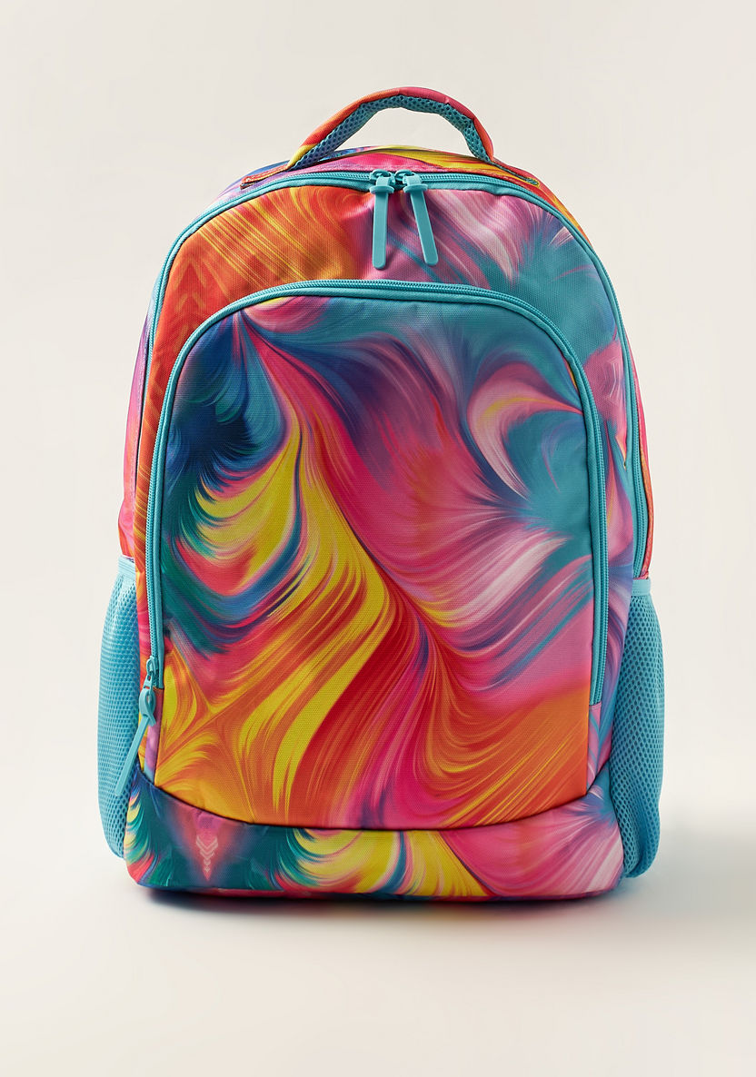 Juniors Abstract Print 18-inch Backpack with Zip Closure and Pencil Case-Backpacks-image-1