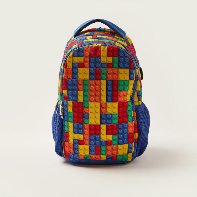 Juniors Printed Backpack with Laptop Sleeves and USB Port - 18 inches