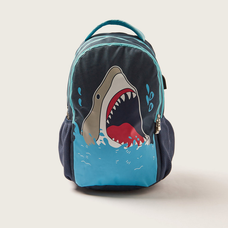 Juniors Shark Print Backpack with Adjustable Straps - 18 inches
