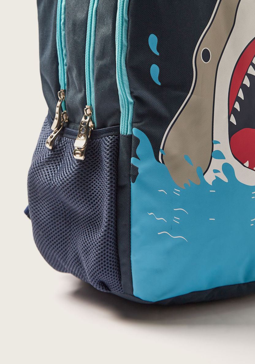 Juniors Shark Print Backpack with Adjustable Straps - 18 inches-Backpacks-image-2