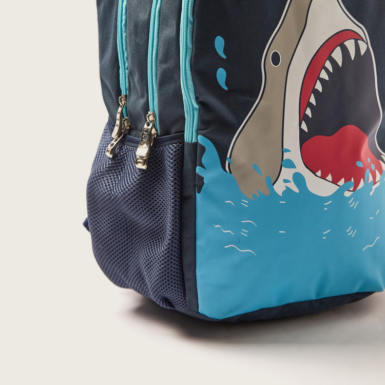 Juniors Shark Print Backpack with Adjustable Straps - 18 inches