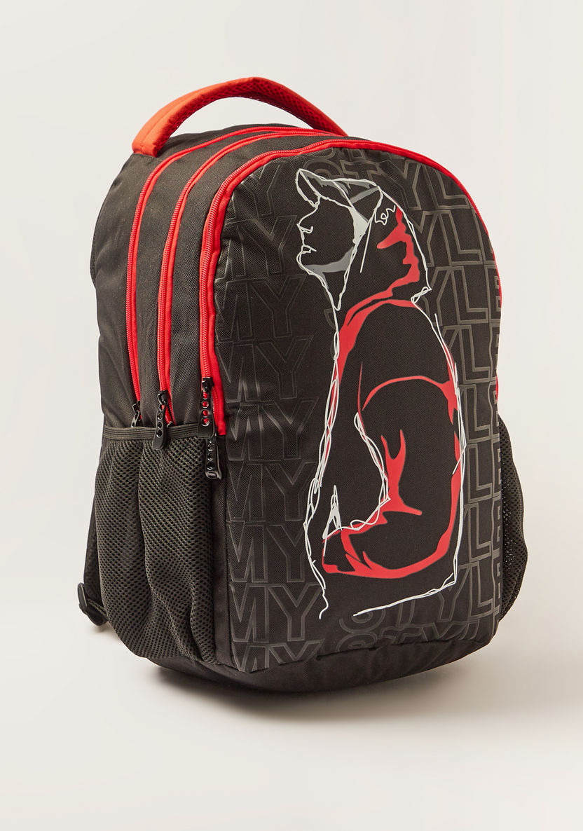 Juniors Printed Backpack with Adjustable Strap and Zip Closure - 18 inches-Backpacks-image-1